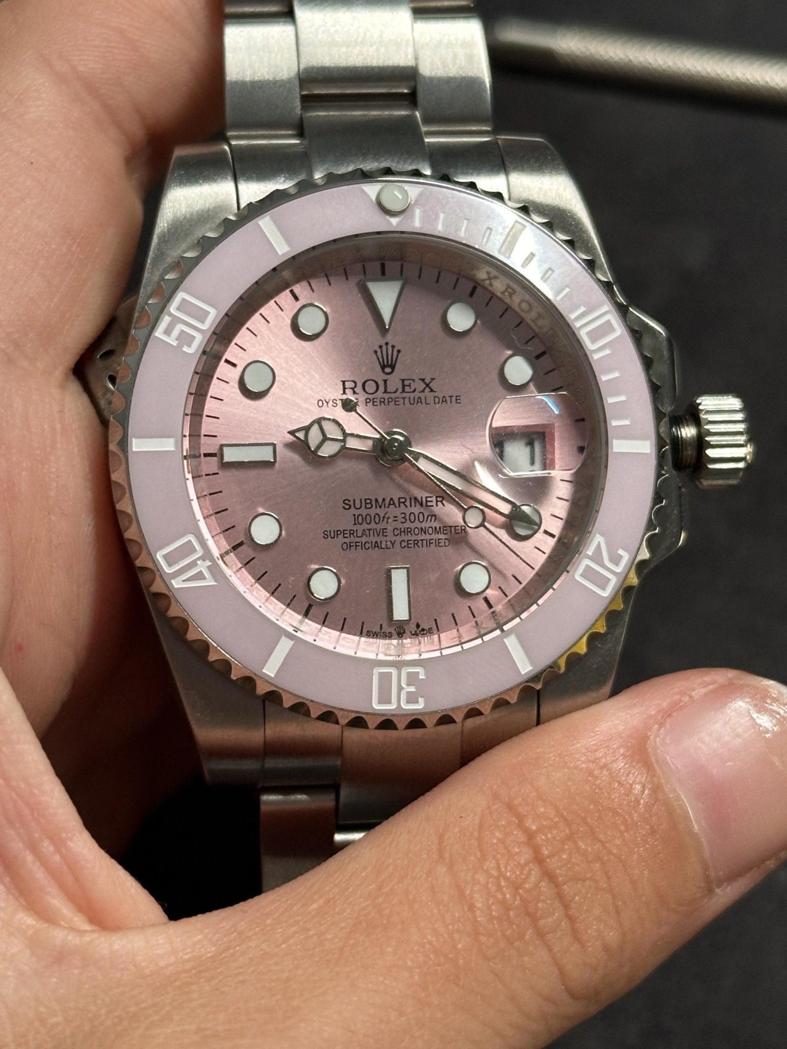 Silver Submariner Inspired - Pink Dial 💥 - The Fake Watch Company 💥